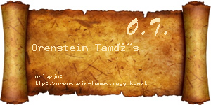 Orenstein Tamás névjegykártya